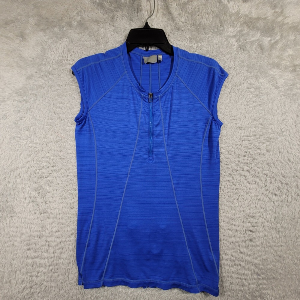 Athleta Blue Sleeveless Quarter Zip Athletic Top Womens Small Zip Pocket